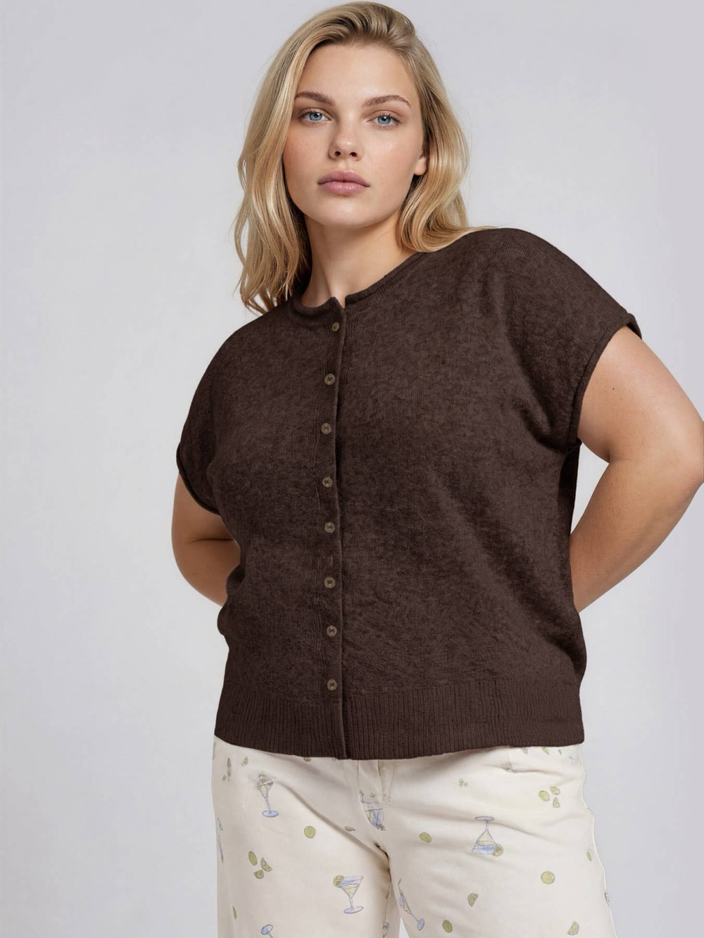 Blu Pepper Plus Size Raw Edge Sleeveless Lightweight Cardigan